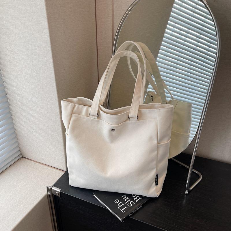 Anti-splashing canvas bag, casual shopping shoulder bag, trendy travel handbag, simple women's tote bag