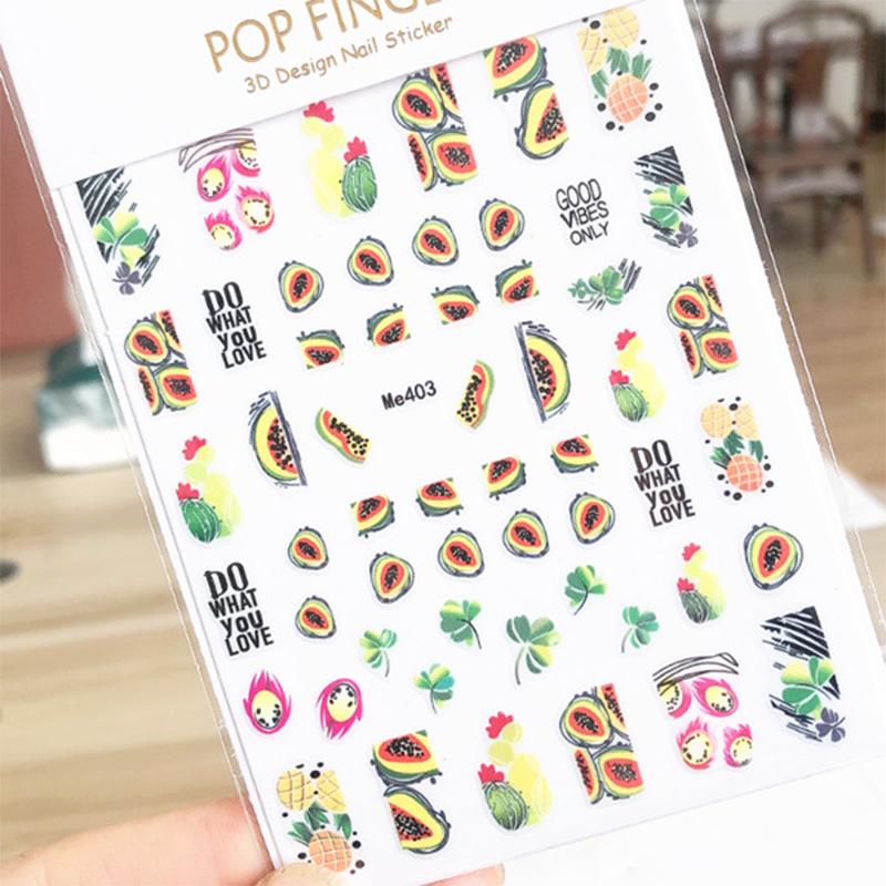 Children's Cute Nail Sticker Summer Fruits Design Cartoon Self-adhesive Waterproof Nail Art DIY Sticker for Kids Gift