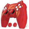 PlayVital PS5 Controller Silicone Mecha Rhino Shockproof Protective Easy Includes Thumb Grips and Compatible with Charging Maple Red and Brick Red