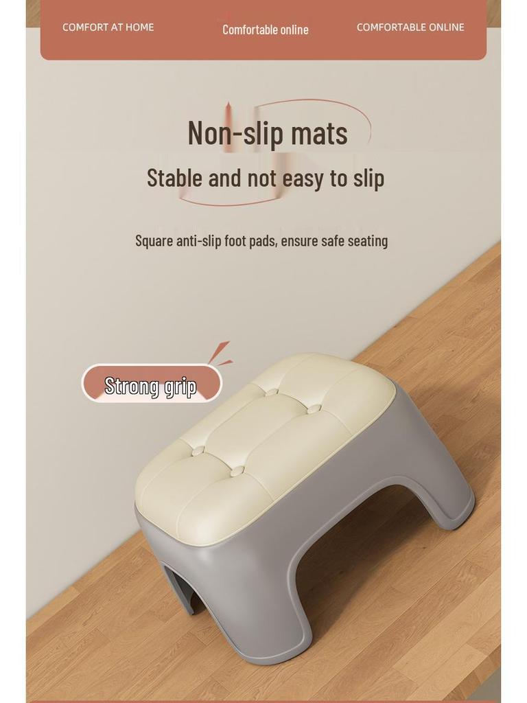 Plastic Stackable Small Stool for Living Room, Bathroom, or Kindergarten - Thickened, Low, and Square Design.