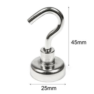 1 Strong 25mm Magnetic Hook Round Neodymium Magnet Base Powerful Refrigerator Magnet for Traceless Hanging Kitchen Organize