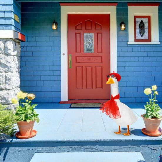 Big Goose Clothes Retro Red Sunglasses Mesh Scarf Plush Beret Set for Lawn Geese Up to 23 Inches Cool Fashion Party Decoration Accessories