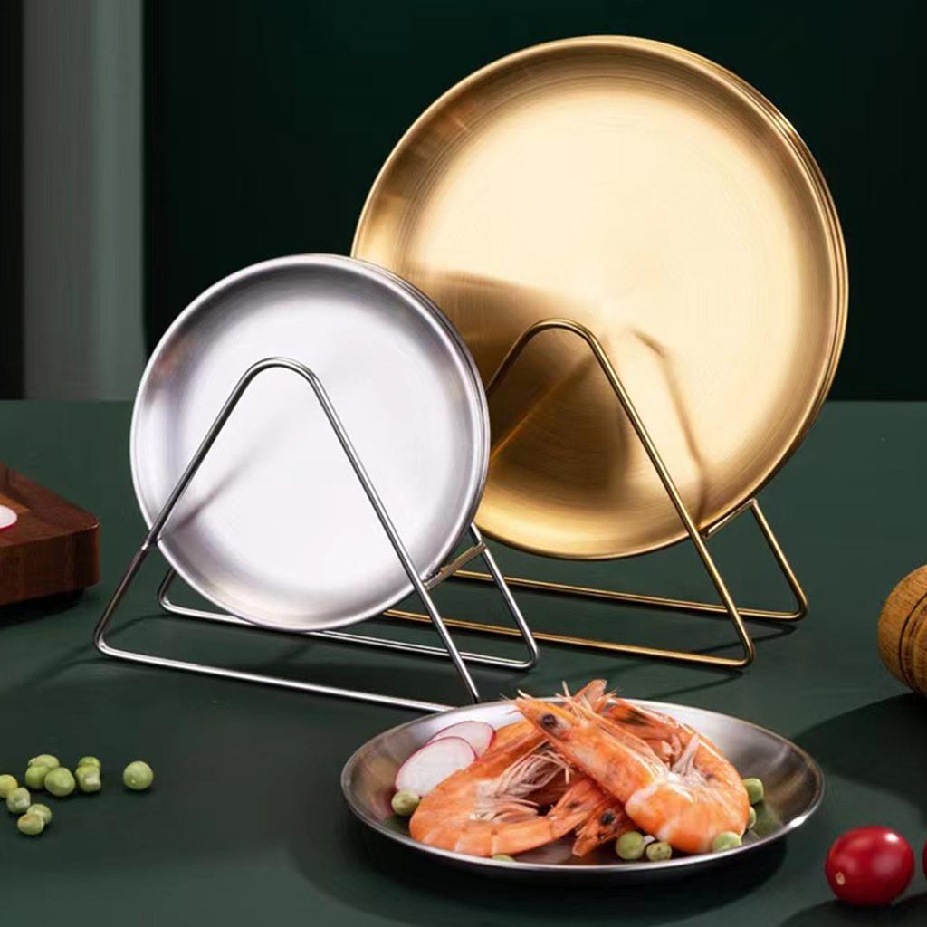 Fruit Cake Dish Round Plate Stainless Steel Spit Bone Dish Dining Table Garbage Plate Household Snacks Fruit Plate