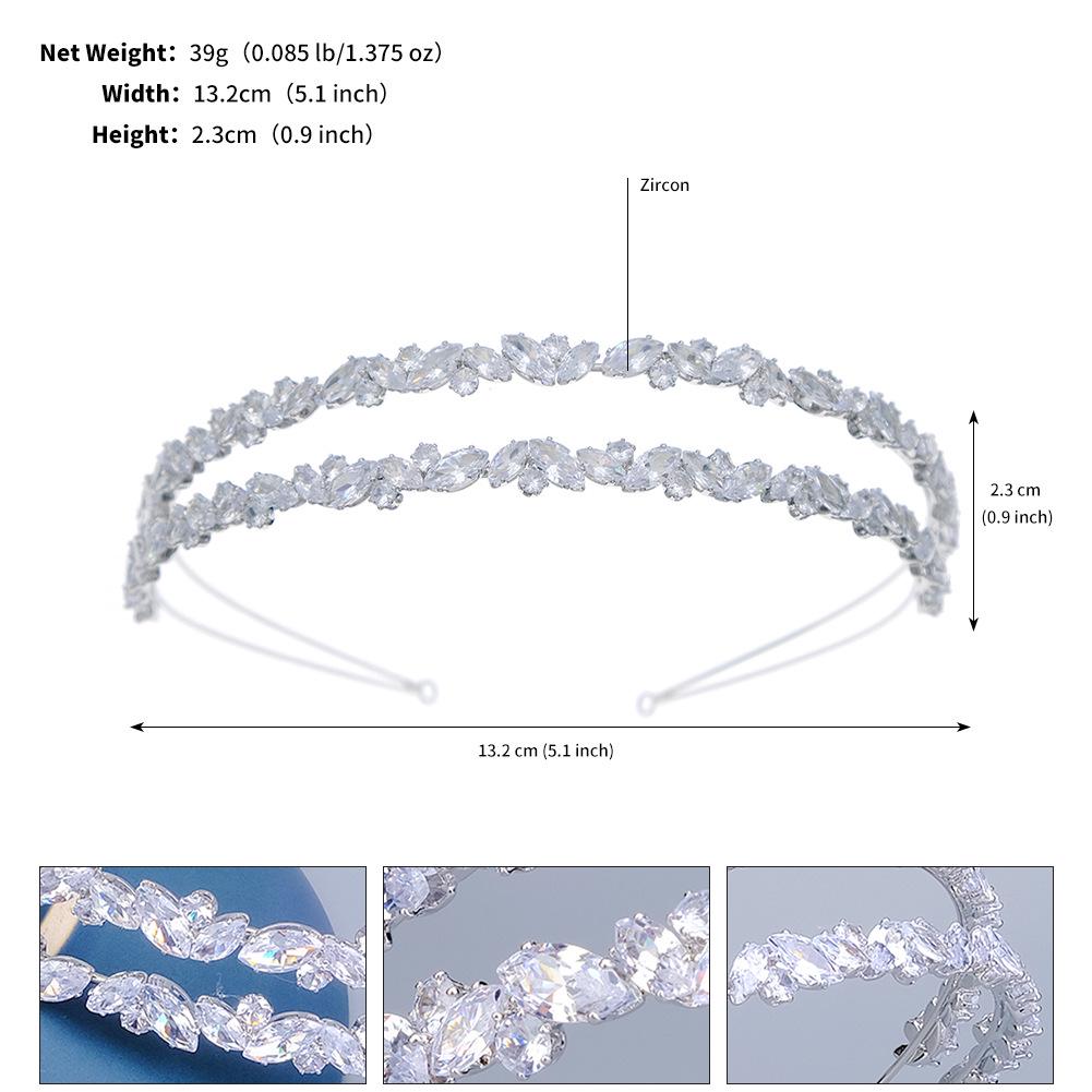 Koreanischer Zirkon Doppellagiges Kristall Brautstirnband: Eleganter High-End Hochzeits- & Abschlussball-Haarschmuck für Frauen