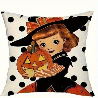 Spooky And Festive Halloween Pillowcases: Cat, Witch, And Happy Halloween Designs Sofa Cushion Cover Gift