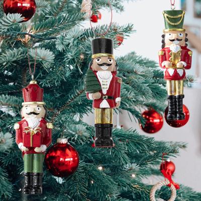 3 peças de ornamentos de quebra-nozes de Natal estátua figura artesanal pendurados casa