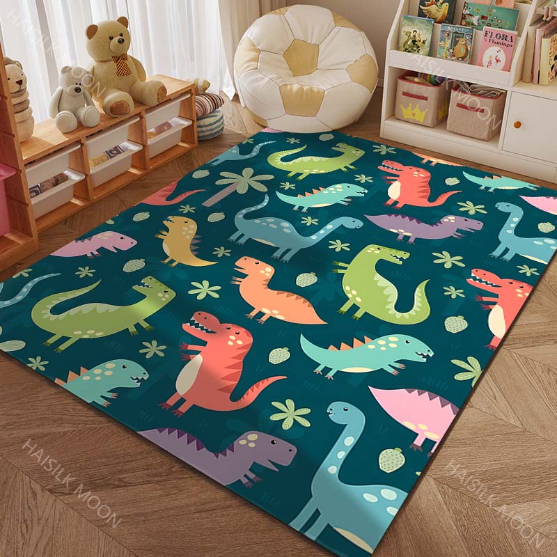 Cute Dinosaur World Cartoon Print Carpet for Living Room Bedroom Sofa Doormat Home Decor Area Rug Non-slip Floor Mat for Gifts