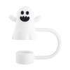 Silicone Straw Covers Pumpkin Ghost Reusable Drinking Straw Topper 4 Piece Accessories For Kitchen Dining Water Bottles Tumbler