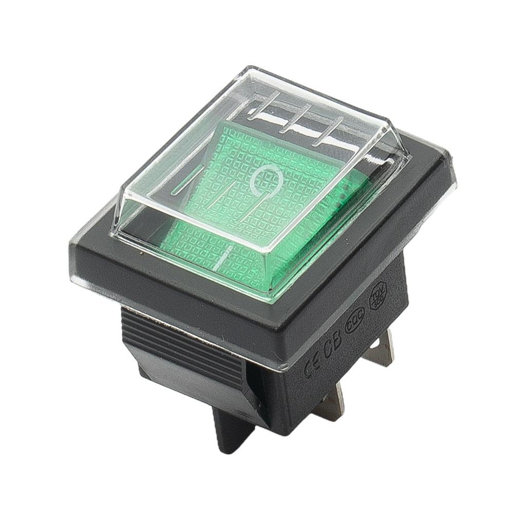 Green Rocker Switch Water Proof Cover 4 Pins 16A 250V AC DPST Easy