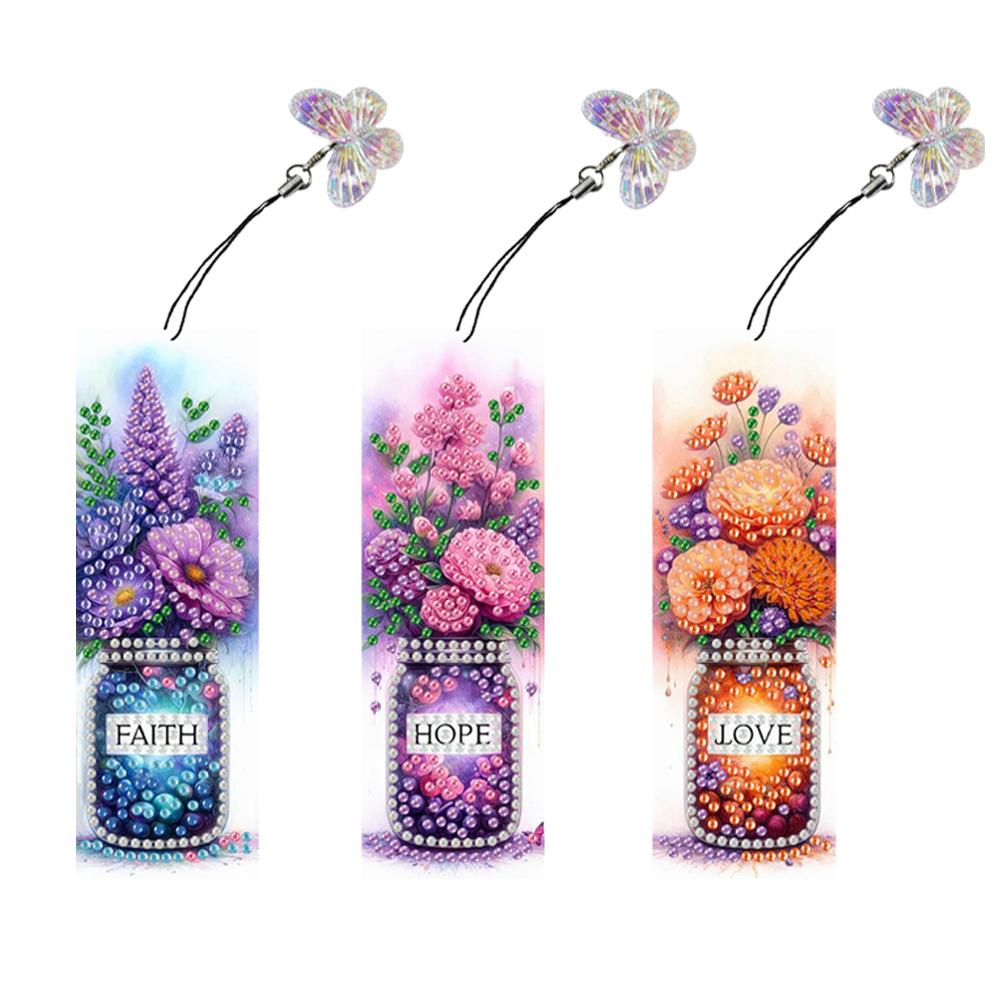 3Pcs Special Shape Flowers Castle Diamond Painting Bookmark Diamond Bookmark Art Projects Diamond Painting Bookmark Making Kit