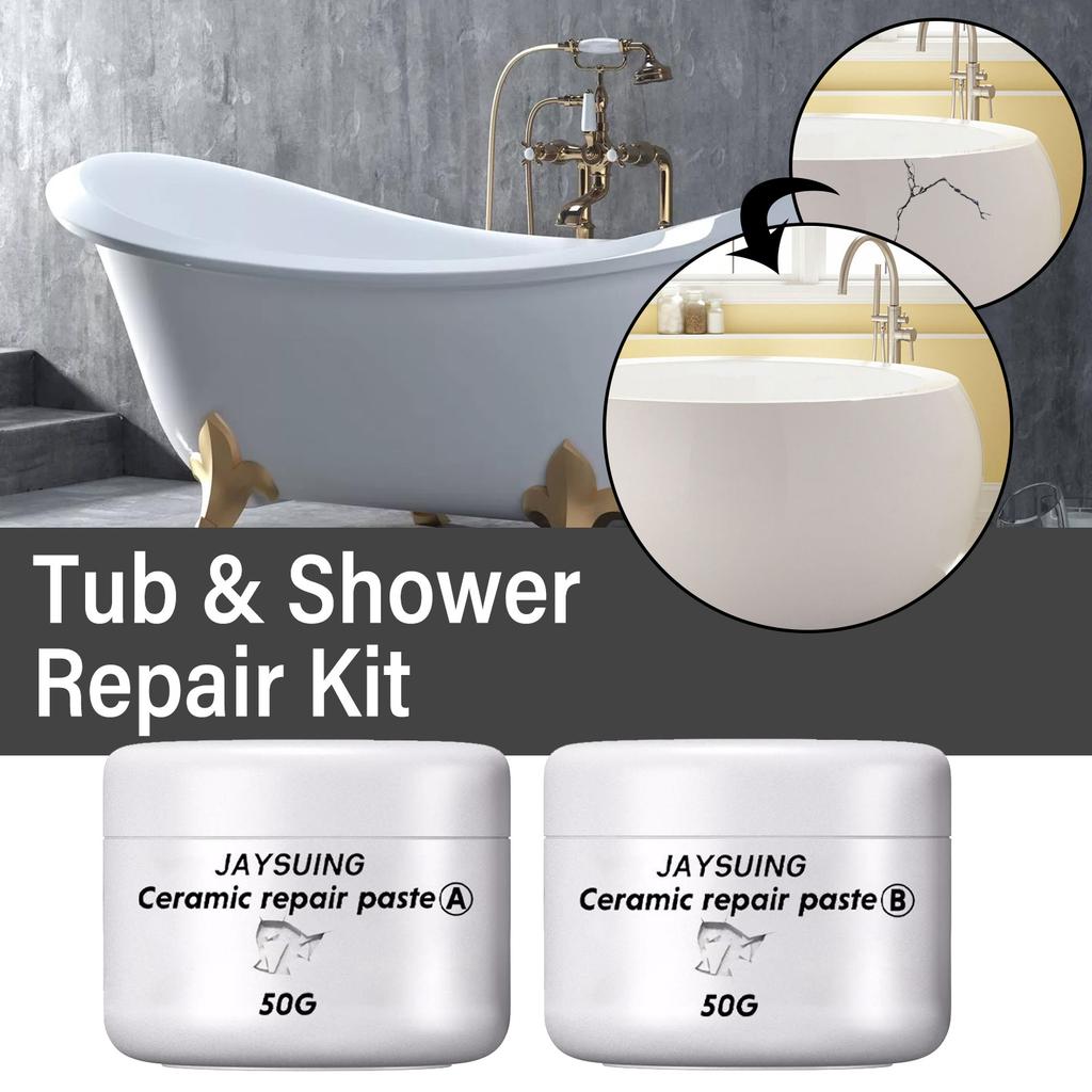 Ceramic Repair Paste Tub Tile Shower Repair Kit AB Glue White Porcelain Cracks Chip Porcelain Washbasin Bathtub Tile Adhesive
