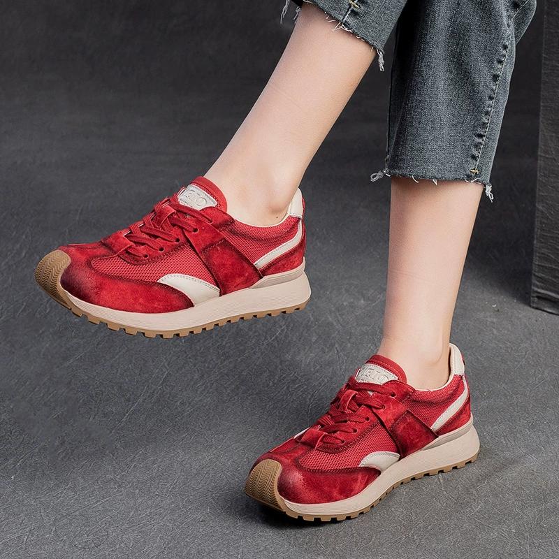 Fashion GKTINOO Women's Sneakers 2025 New Genuine Leather Ladies Breathable Training Shoes Casual Summer Flat Shoes Women