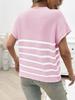 Women's Round Neck Striped Color Block Short Sleeve Sweater