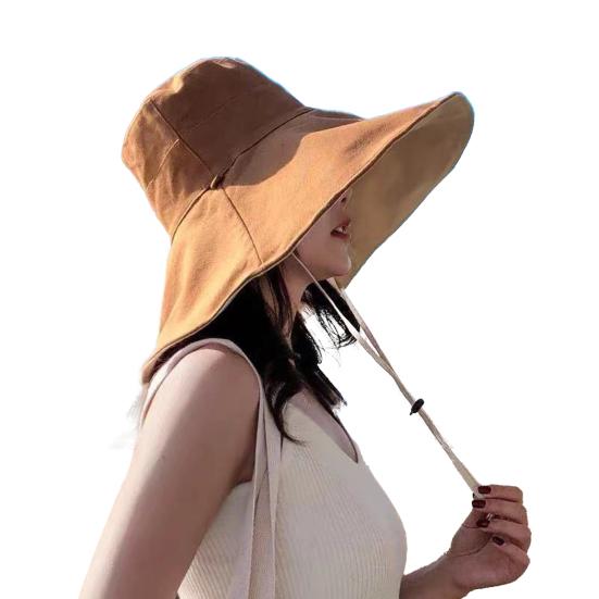 Sun Hat Wide Brim Double Layer Sun Protection Adjustable Strap Fisherman Hat Lightweight Summer Outdoor Cap 1pc