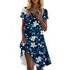 Women's Casual Fashion Stand Collar Floral Print Short Sleeve Dress