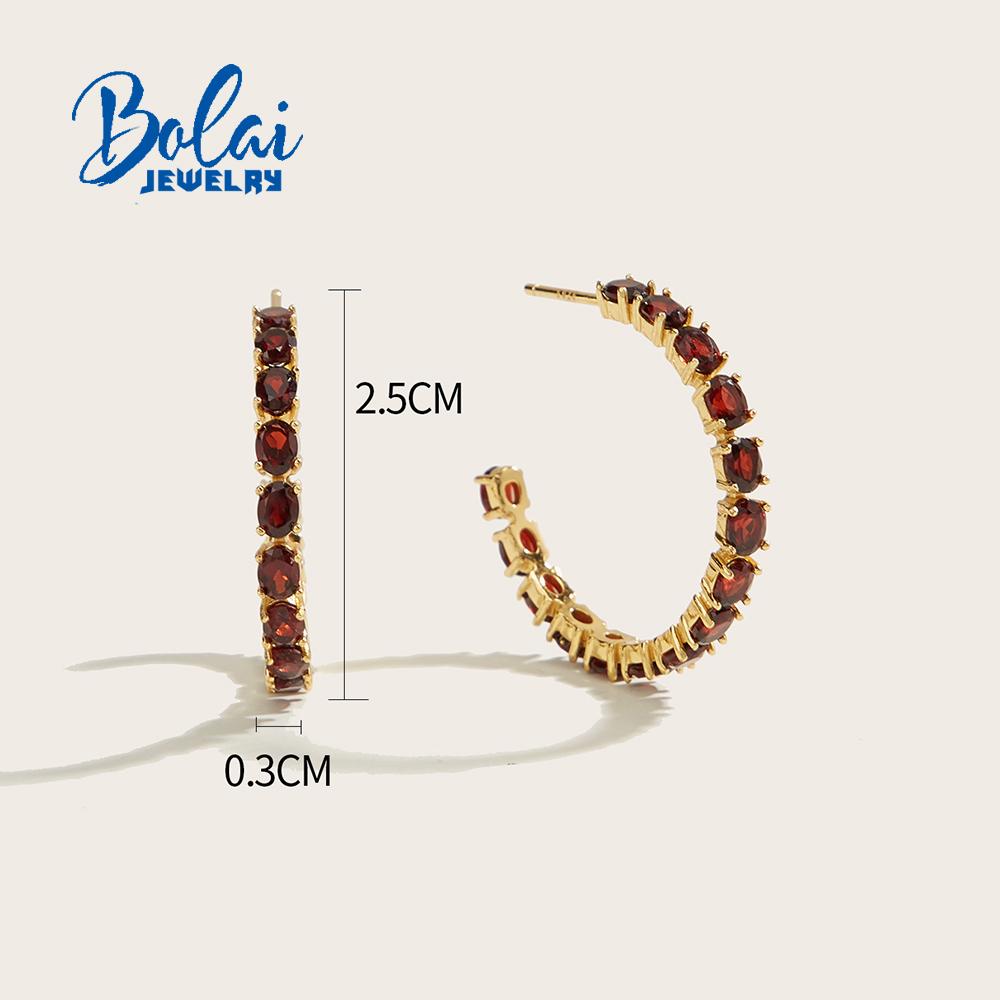 Orecchini grandi con pietre preziose naturali di granato rosso, gioielli in argento sterling 925 per ragazze, il design della moda sembra semplice e attraente