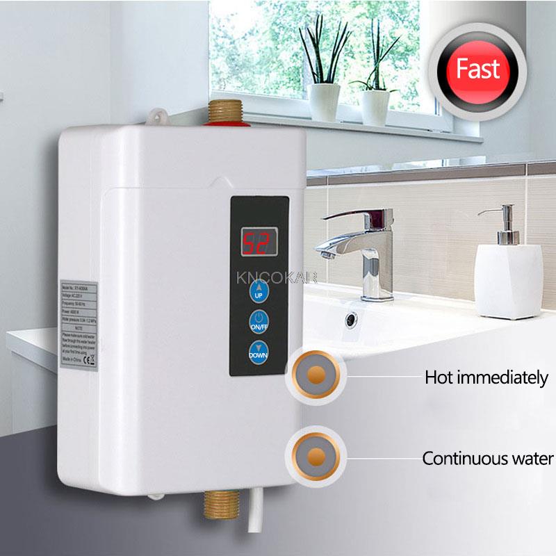 110/220V Instant Electric Water Heater Intelligent Touch Heating Fast 3 Seconds Hot Shower with Temperature Display 4000W