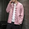 Autumn and Winter Men's Chinese Style Embroidered Buckle Jacket Chinese Express Large Size Shirt Stand-up Collar