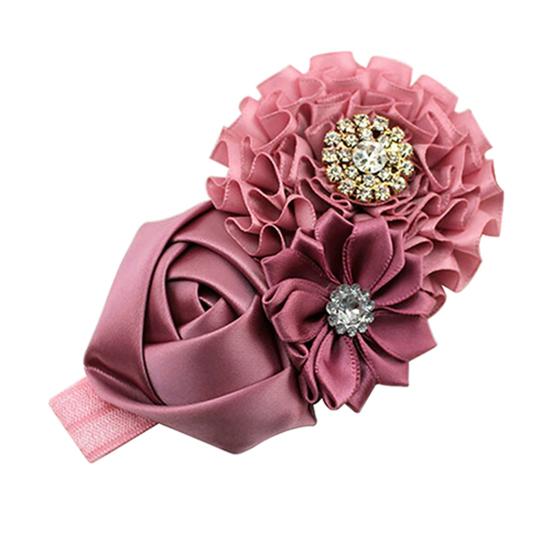 Cute Flower Pendant Rhinestone Rose Pendant Hairband for Birthday Party