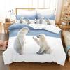 3D Printed Cute Bear Duvet Cover Set With Pillowcase Polar Bear Bedding Sets Comforter Cover Wild Animals Bed Set Queen Size