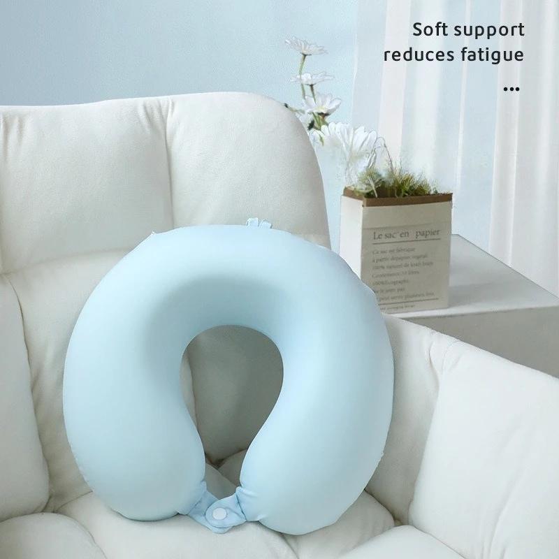 Ice Silk Cooling U-Shaped Neck Pillow Portable Foldable Comfortable Travel Support for Airplane Office Home Use