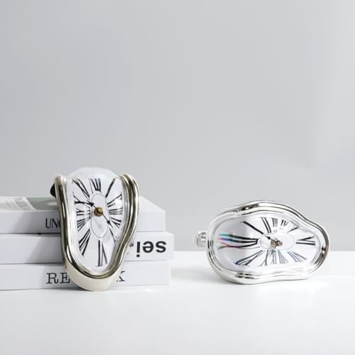 Dali's Soft Clock, Interior Decor, Table Clock, 90-Degree Turned Art Clock, Stylish Idea Item, Analog Clock (Black)