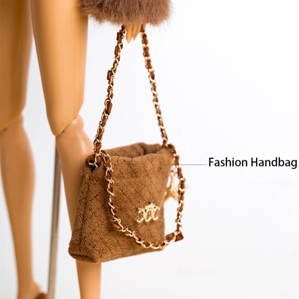 30cm FR Supermodel Clothes Accessories Winter Retro Jacket/Luxury Fur Fashion Classic Trench Coat Set For 1/6 Babi Doll Xianxian