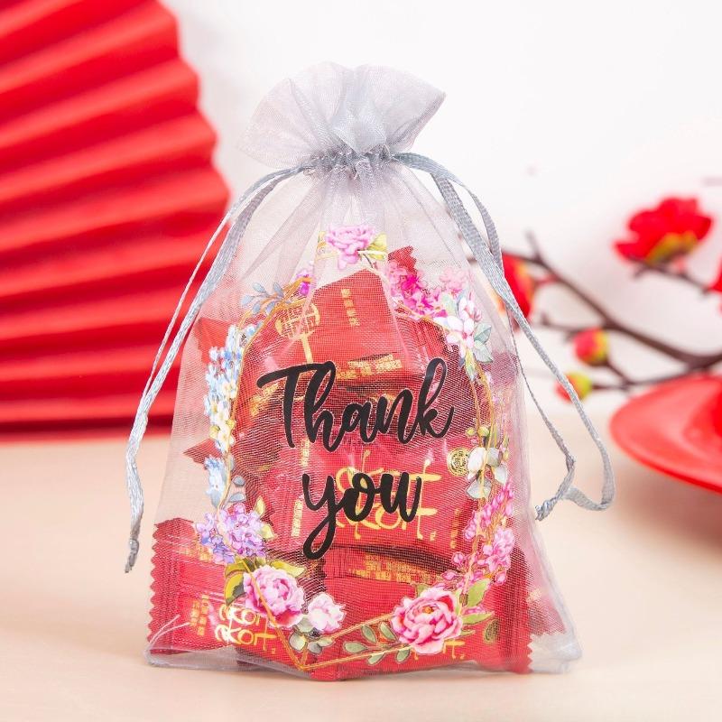 100pcs/set Party Gift Mesh Bag Jewelry Storage Packaging Bag Candy Party Drawstring Pouch Decorative Gift Bag for Events