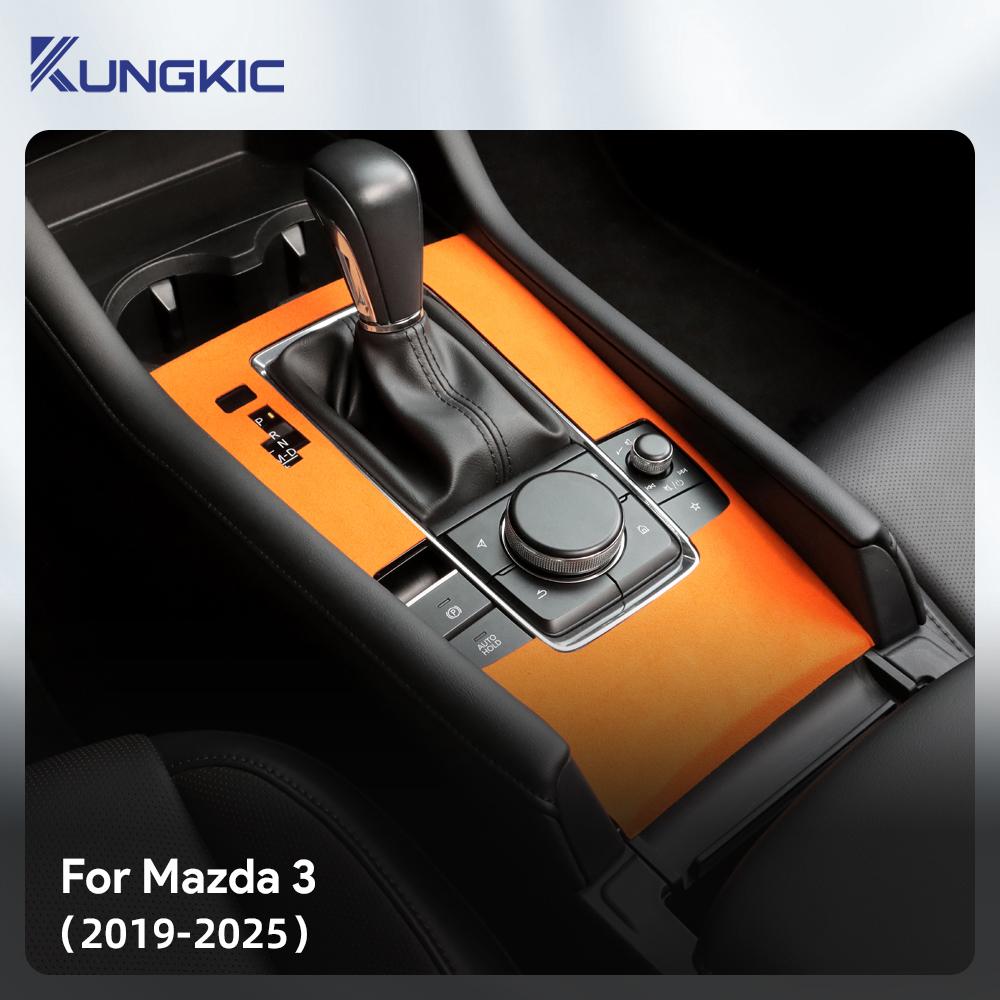 Autocollant Garniture Supérieure en Daim LHD RHD Pour Mazda 3 Axela 2019 2020 2021 2022 2023 2024 2025 Console Centrale Voiture Panneau Levier de Vitesse hrlpv04