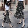 Summer Women's Medium To Long Chiffon Skirt  A-line Floral Irregular Ruffle Edge Skirt