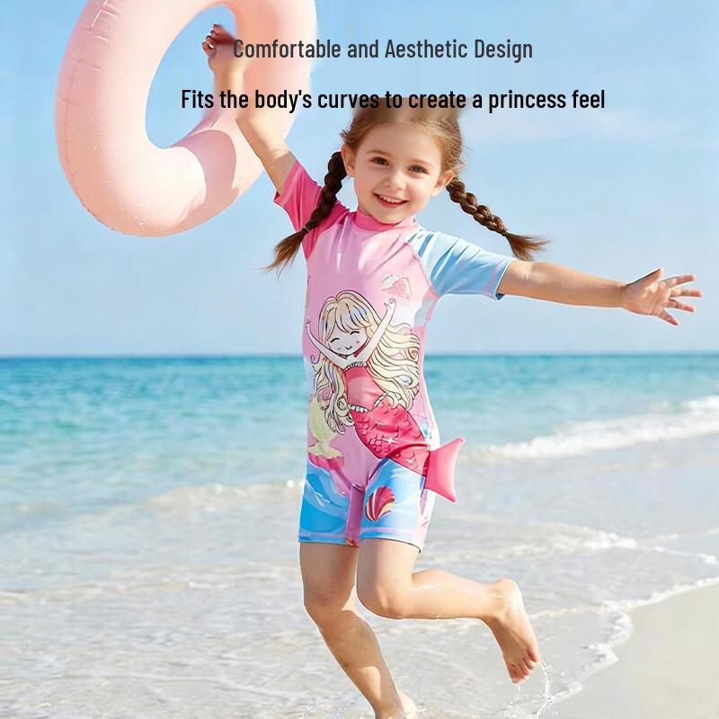 9i9 Kids' One-Piece Swimsuit with Cap - Mermaid Series