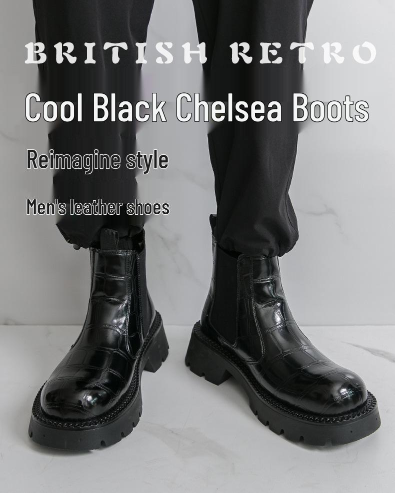 Men's High-Top British-Style Motorcycle Leather Boots, Autumn/Winter 2025, Plus Size Available