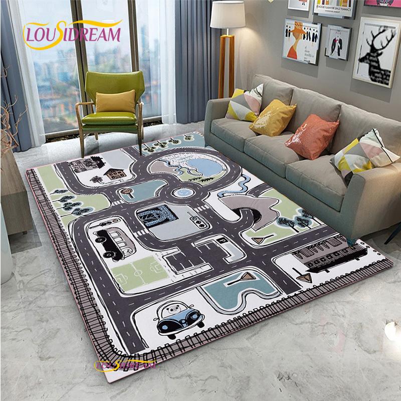 Teppich Straßenverkehr Routenkarte Teppich Wohnzimmer Sofa Couchtisch Schlafzimmer Teppiche Küche Kinderspiel Anti-Rutsch Bodenmatte Heimdeko