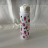 750ML Cute Floral Printed Water Bottle Cartoon Strawberry Bow Pattern Fadeless Portable for Picnic Beach Outdoor Use