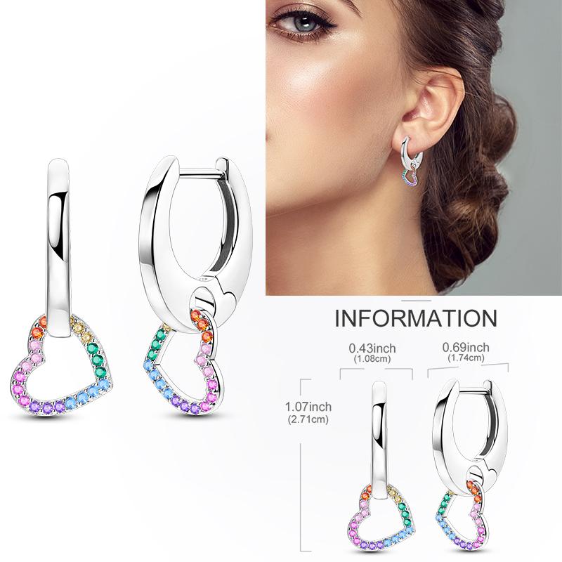925 Silver Hoop Earring Moon Sun Earring Pendent Zircon Heart Shape Star Eardrop For Women Girl Making Jewelry