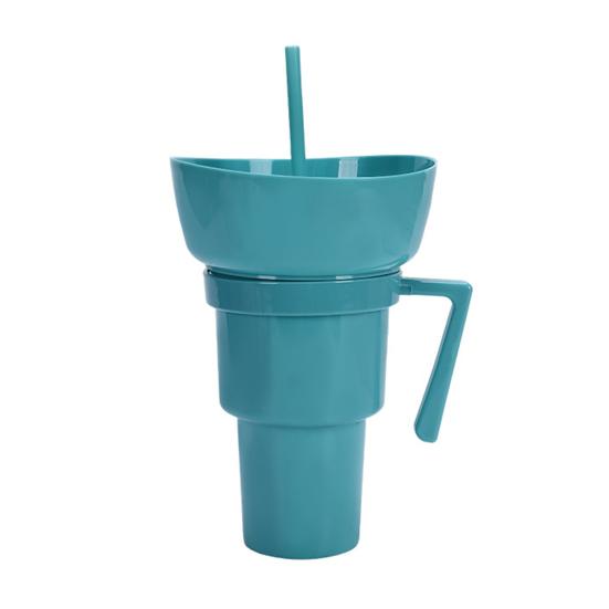 Snack And Drink Cup Reusable Popcorn Holder with Straw Leak-proof