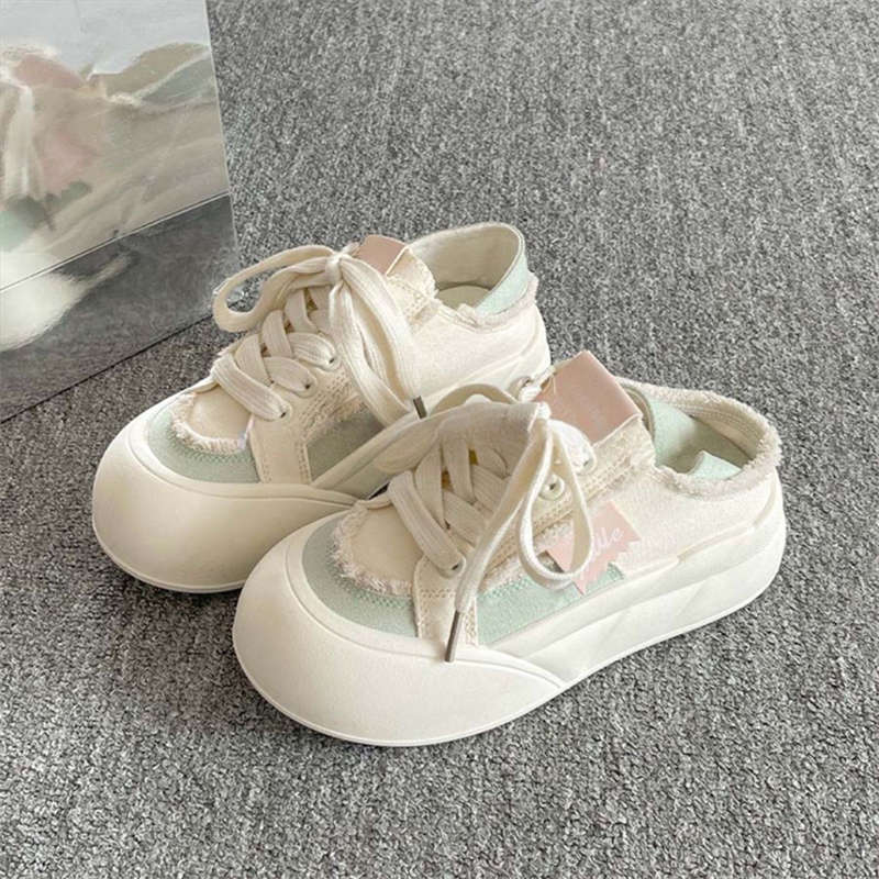 Two Wear Platform Canvas Shoes Women's Spring and Autumn New Summer Board Shoes Bread Shoes Women
