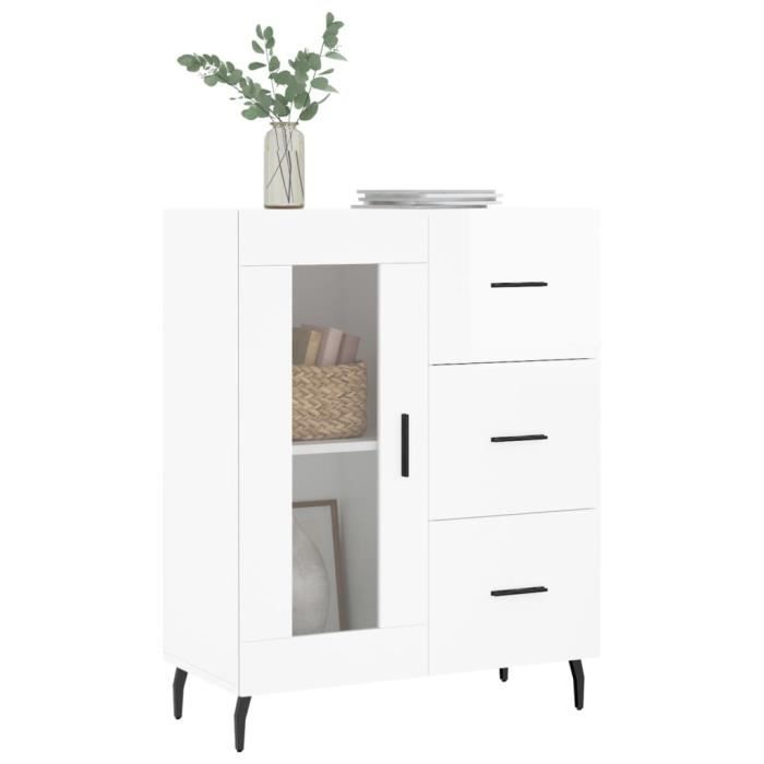 VidaXL Buffet Blanc brillant 69,5x34x90 cm Bois d'ingénierie 828062