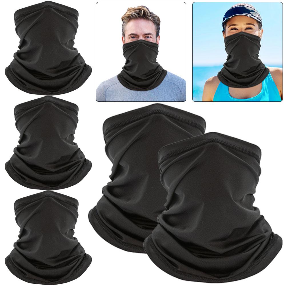 

5Pcs Cycling Pure Face Cover Riding Sunscreen Scarf Outdoor (Black)