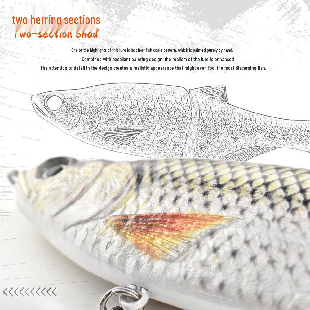 Realistic 3D Multi-Jointed Soft Plastic Brown Fish Scale Lure with Silk Tail for Sea Fishing