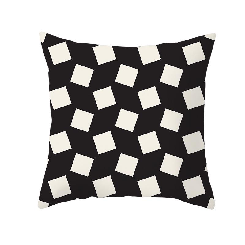 Red, Blue and Black Geometric Cushion Cover, Peach Skin Print Pillow Cover, Square Sofa Cushion, Home Textiles and Household Products