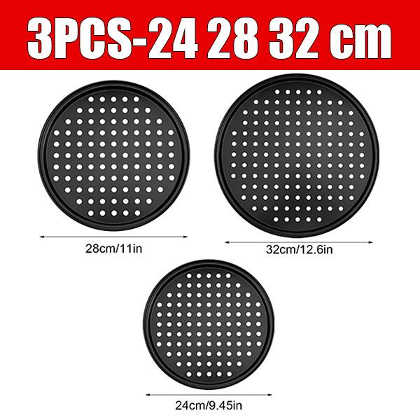 3/4 Pack Round Pizza Baking Pans Set Perforated Carbon Steel Nonstick Pizza Trays Kitchen Pizza Crisper Pan Oven Baking Supplies