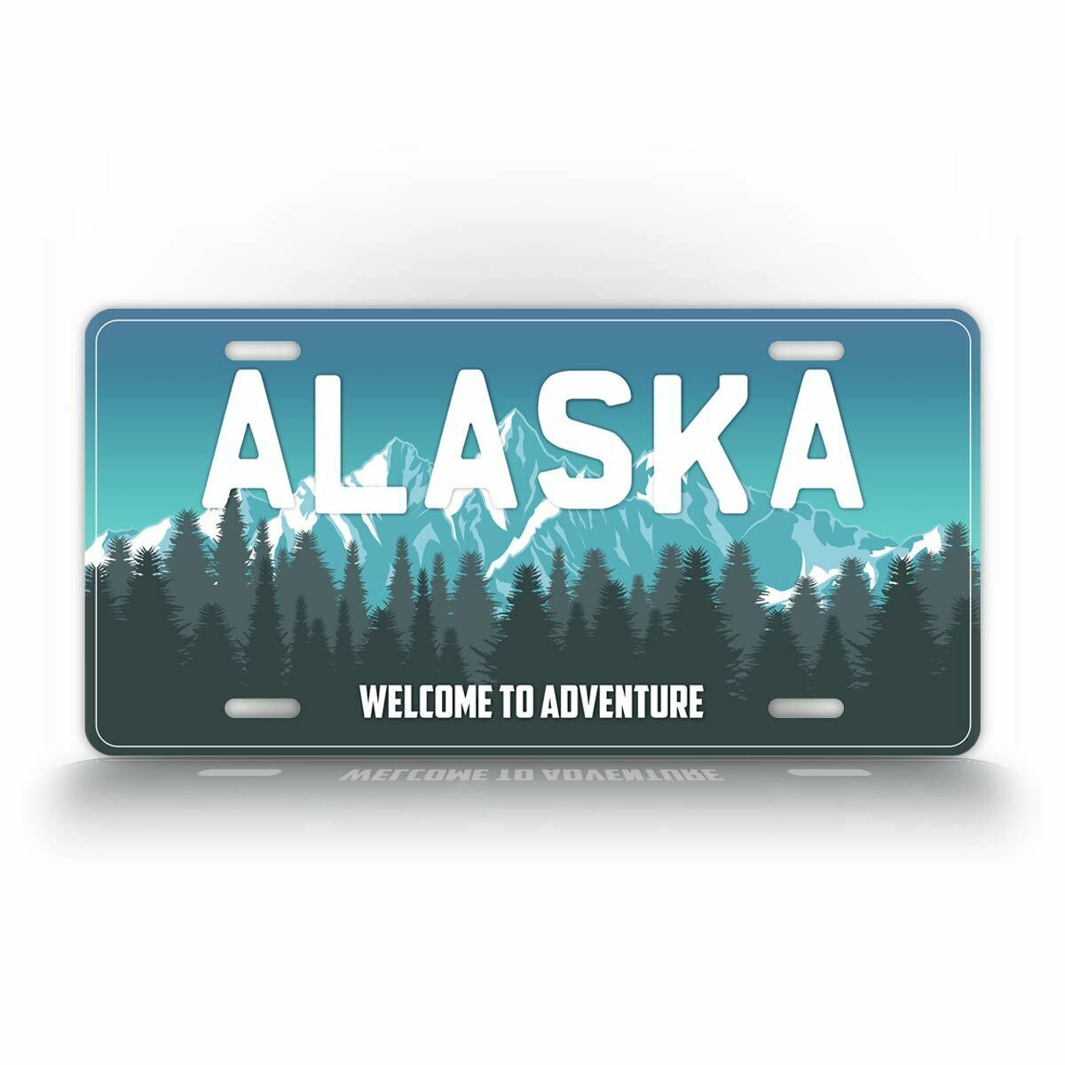 

Alaska Welcome To Adventure License Plate Signs for Garage Bar Pub Club Man Cave Wall Decoration Mountain Scene Sign 15x30cm(5.9x7.8inch)