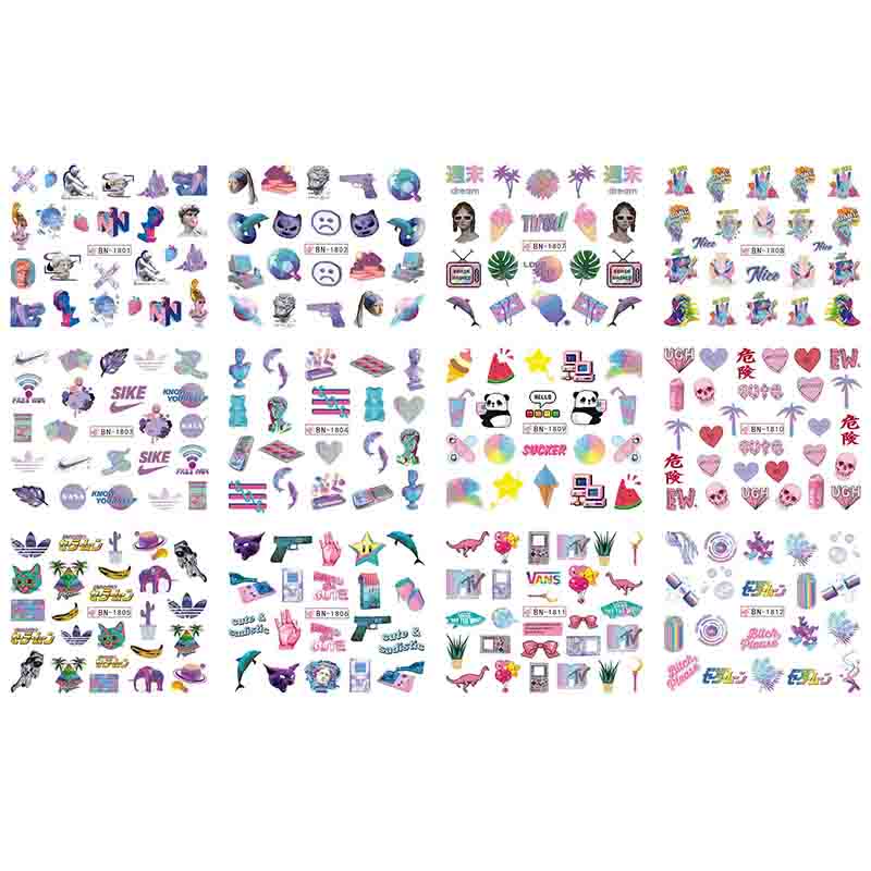 

12 стилей, наклейка для переноса воды, английский абстрактный слайдер, украшение для переноса изображения