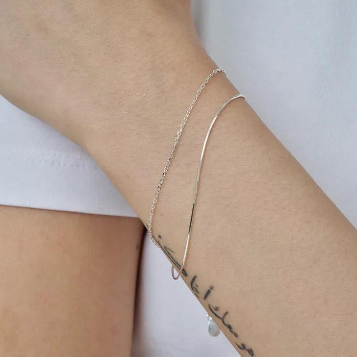 Silver Silky Two-Line Bracelet