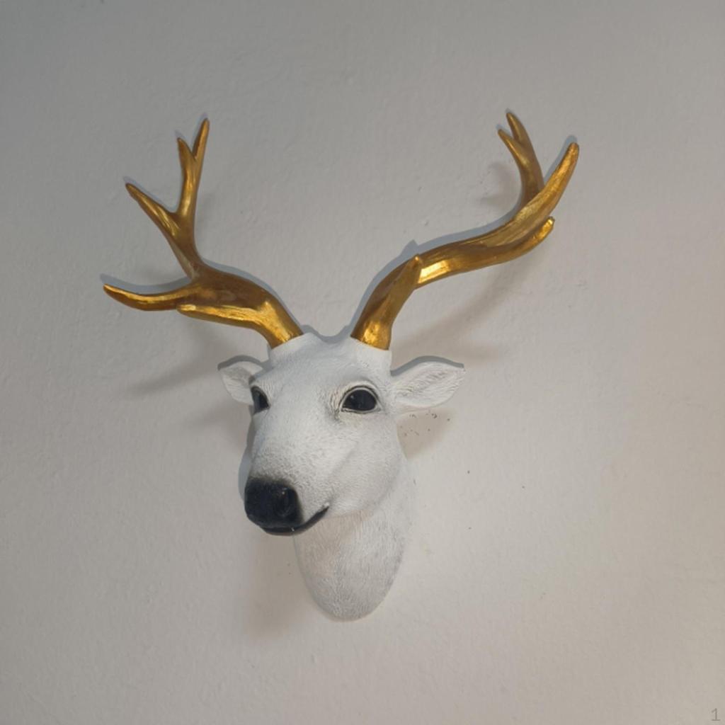 Deer Head Resin Sculpture Rustic Figurine Animal Statue Crafts Ornament for Office Farmhouse Home