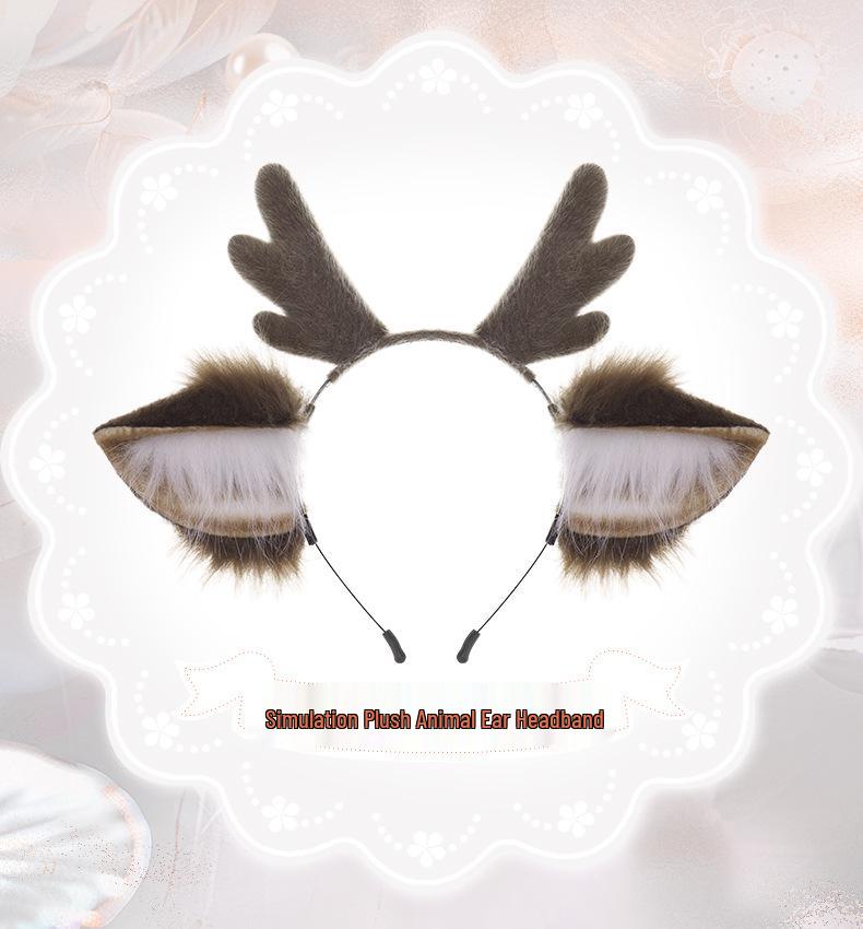 Christmas Deer Antlers Headband: Cute Plush Cosplay Animal Ears Accessory
