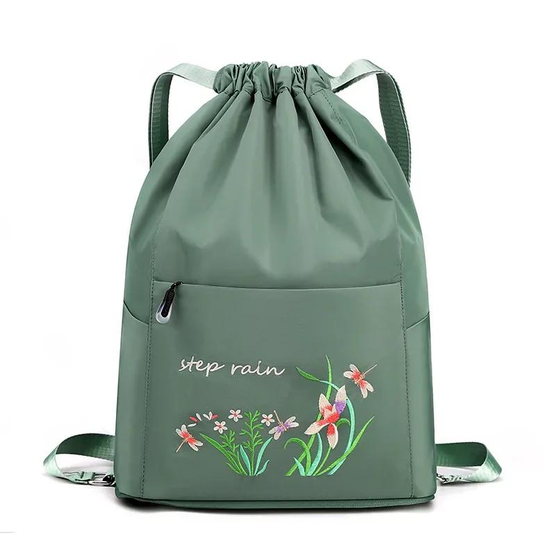 Women Floral Printed Backpack Casual Drawstring Folding Rucksack Fashion Waterproof Nylon Bag Large Capacity Mochila 2023