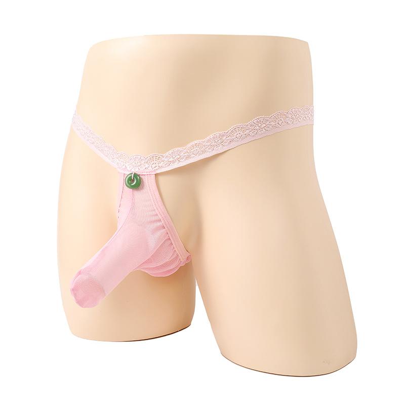 Men's stretch panties lace safety button thong sex underwear men's sex underwear