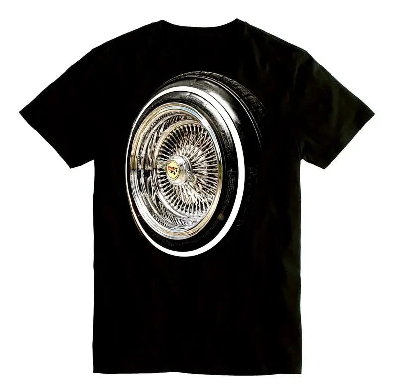 Rollin On Dayton s Wheels - Lowrider Style Chrome Wire Wheel Graphic T-Shirt Sw XXXXL